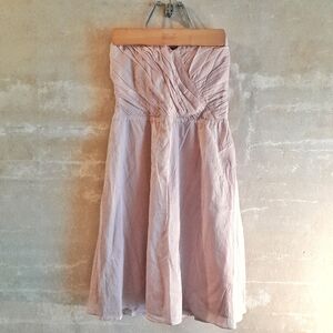 483a. light pink vintage Express strapless cotton a line 2010s mini dress, 2